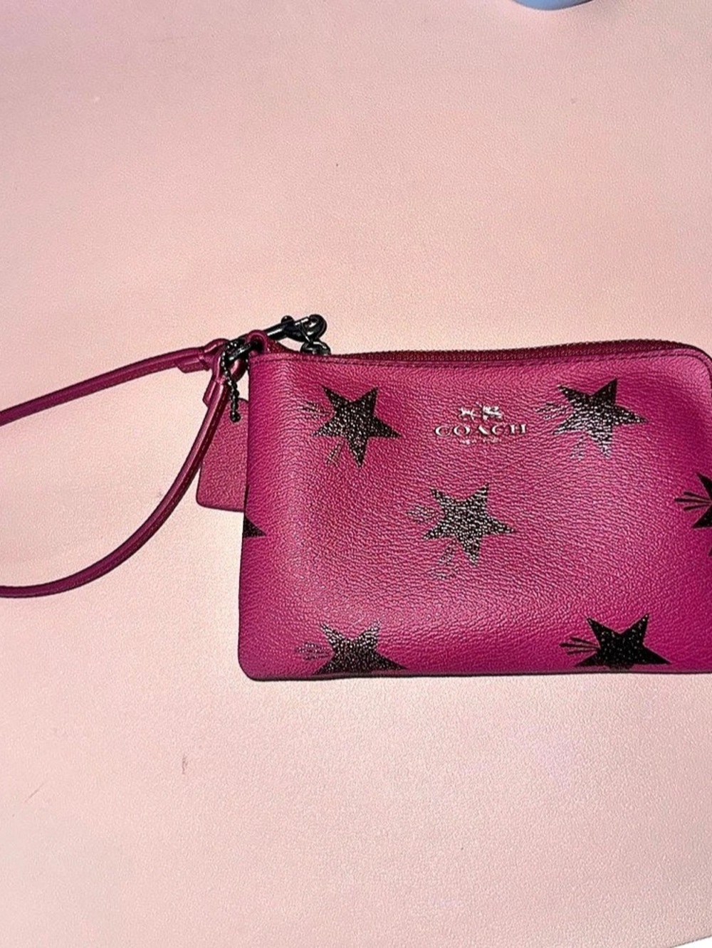 Coach Star Canyon Print Corner Zip Wristlet in Pink